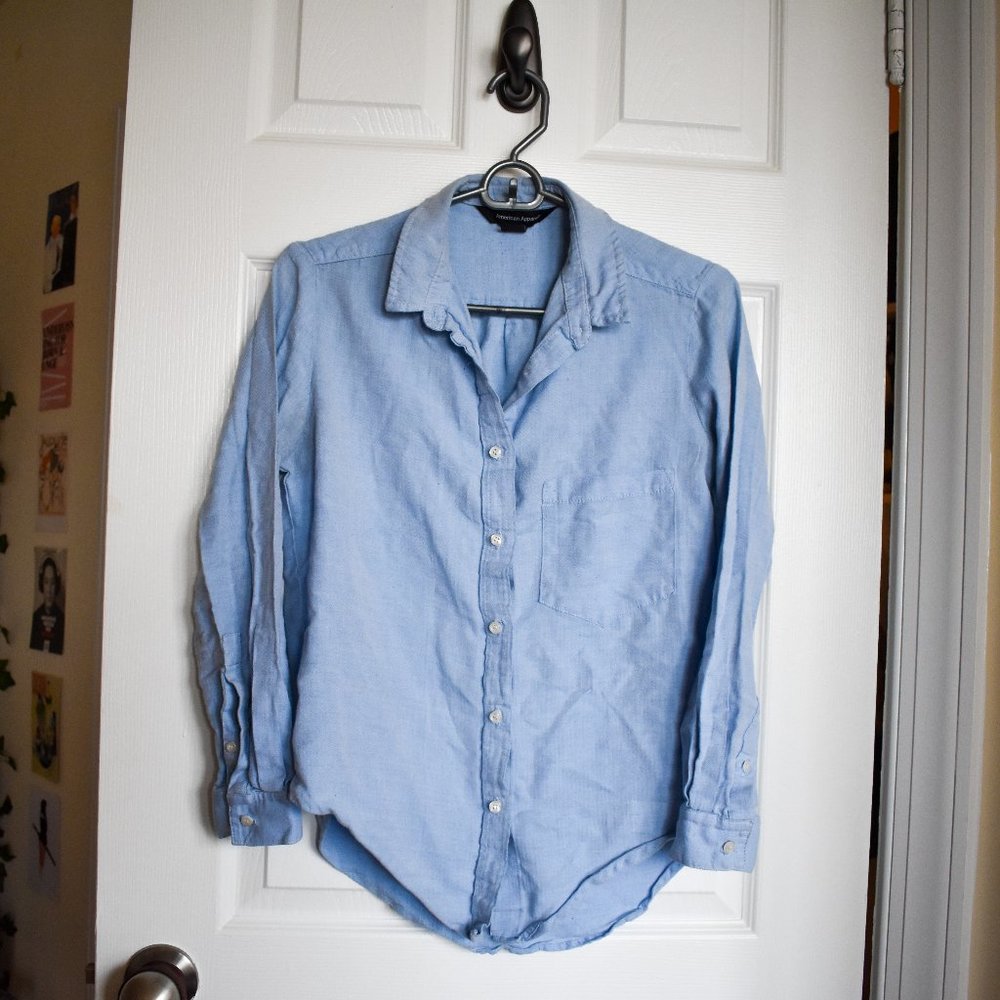 American Apparel Light Blue Button Down Shirt Size XS